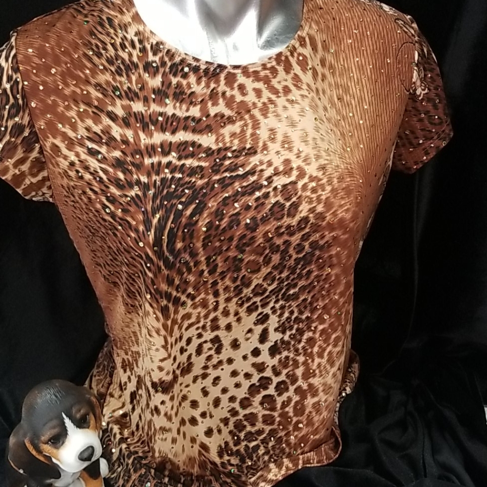 Britney Black Petite brown & black Blouse size PL